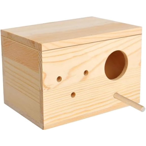 Budgie Bird and Love Bird breeding nest Wooden Box, 12" Wide x 6" Long x 6" Tall
