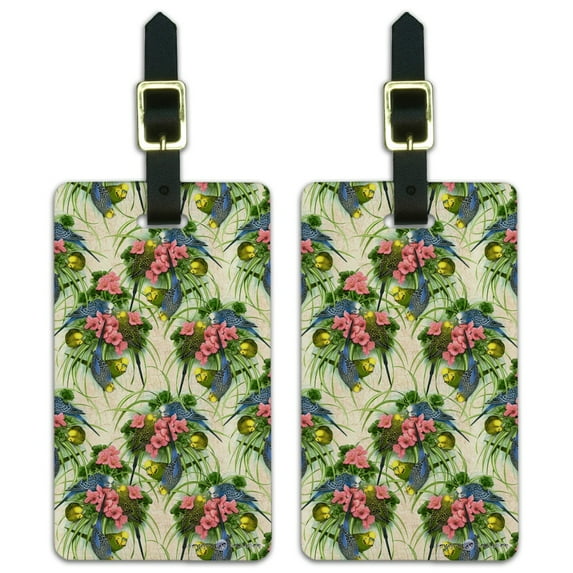 Budgie Budgerigar Parakeet Bird Pattern Luggage ID Tags Suitcase Carry-On Cards - Set of 2