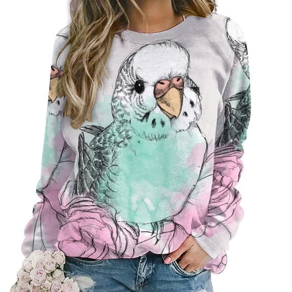 Budgie Peony Pullovers Hoodies Long Sleeve Hoodie Sweatshirt Printed Pocket Hooded Sweatshirts For Women Budgie Parakeet Bird