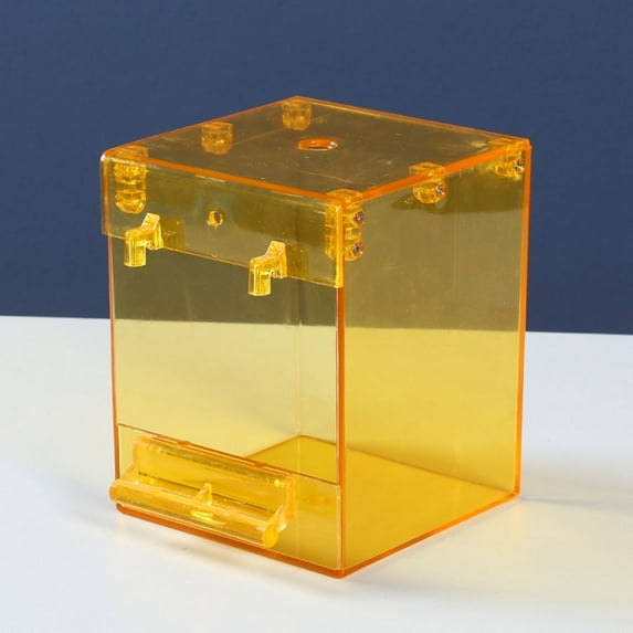 Budgies Pet Acrylic Transparent Hanging No-Leakage Bird Bath for Cage Birdbath Bathing Box Parrot Bathtub YELLOW