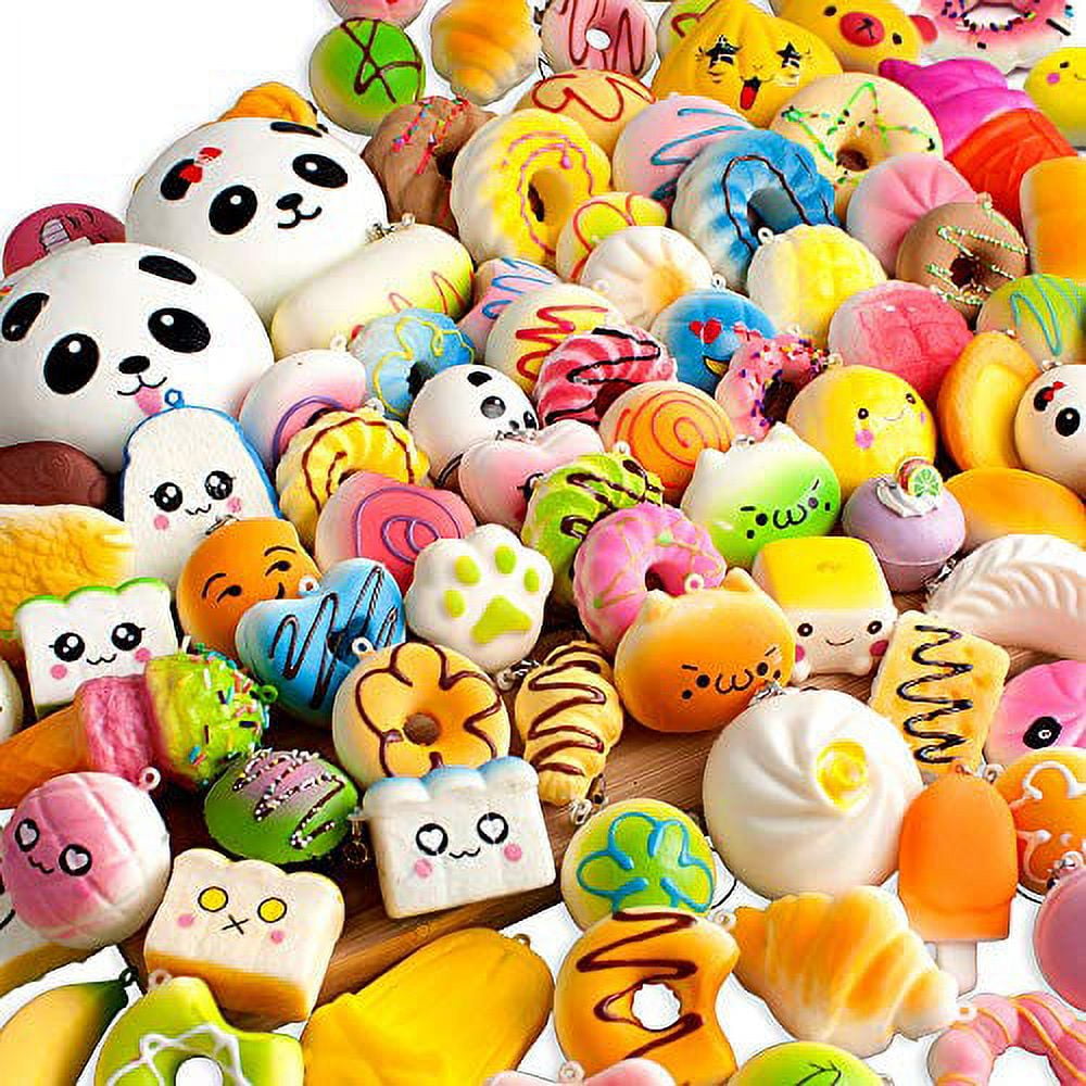 Budi Upgraded 30 Pcs Kawaii Squishies Super Slow Rising Jumbomediummini  Random Cake Bread Panda Bun With Phone Straps Kids Pretend Play Squishies