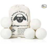 Budieggs Wool Dryer Balls Organic XL 6-Pack,  Chemical Free Fabric Softener for 1000+ Loads, Baby Safe & Hypoallergenic, Reduce Wrinkles & Shorten Drying Time Naturally