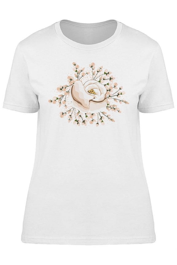 Buds Around A White Rose T-Shirt Women -Image by Shutterstock, Female 3X-Large