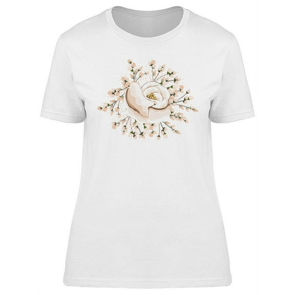 Buds Around A White Rose T-Shirt Women -Image by Shutterstock, Female Large