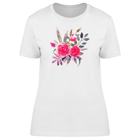 Buds & Roses In Watercolor T-Shirt Women -Image by Shutterstock, Female Large
