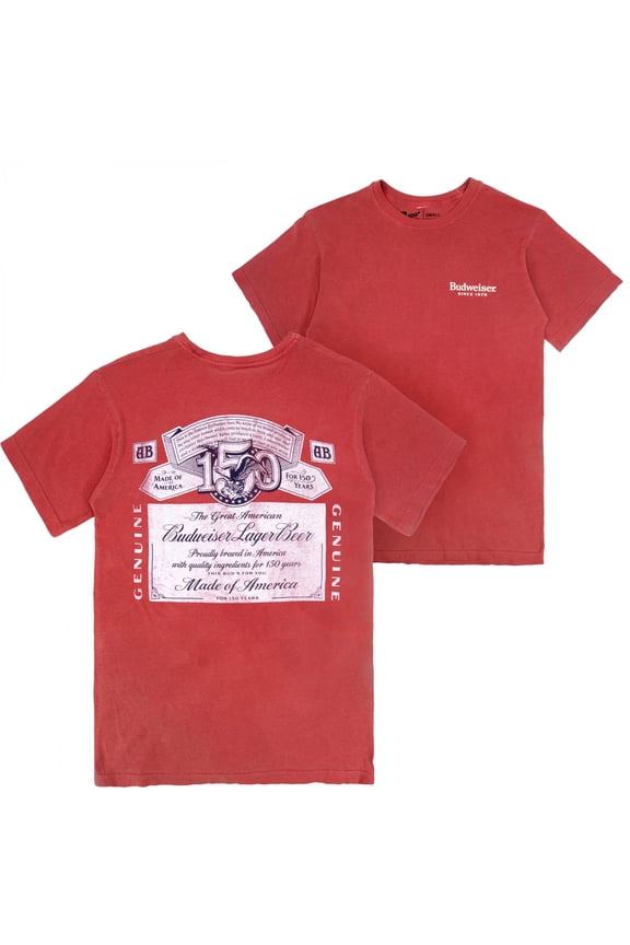 150 Years Label Red Premium Mineral Wash Front and Back Print T-Shirt-Medium