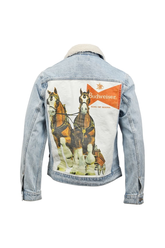 Anheuser-Busch Sherpa Trucker Jacket with Clydesdale Print-2XLarge