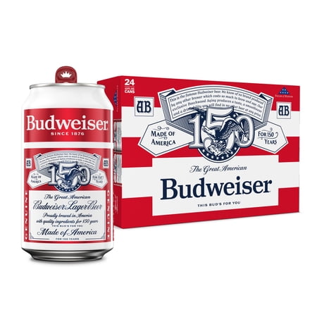 Budweiser American Lager Beer 24 Pack 12 fl oz Aluminum Cans 5% ABV
