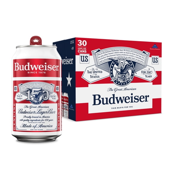 Budweiser American Lager Beer 30 pack 12 fl oz Aluminum Cans 5% ABV