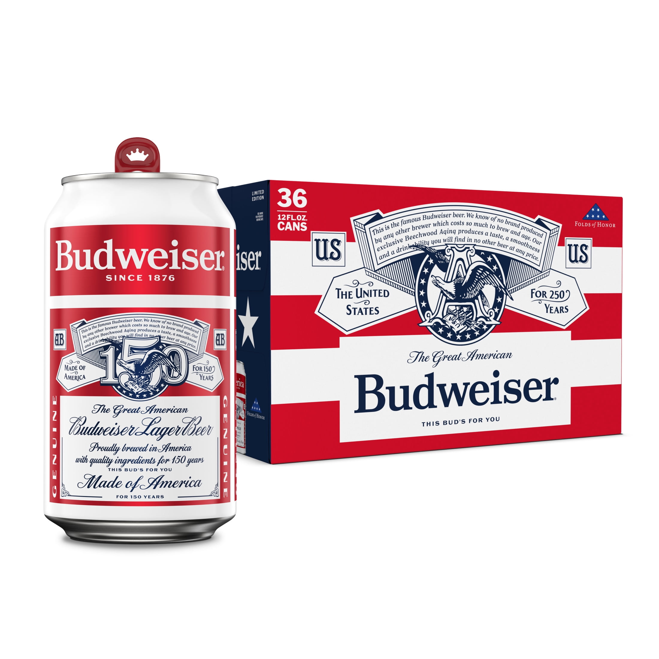 Budweiser American Lager Beer 36 pack 12 fl oz Aluminum Cans 5% ABV