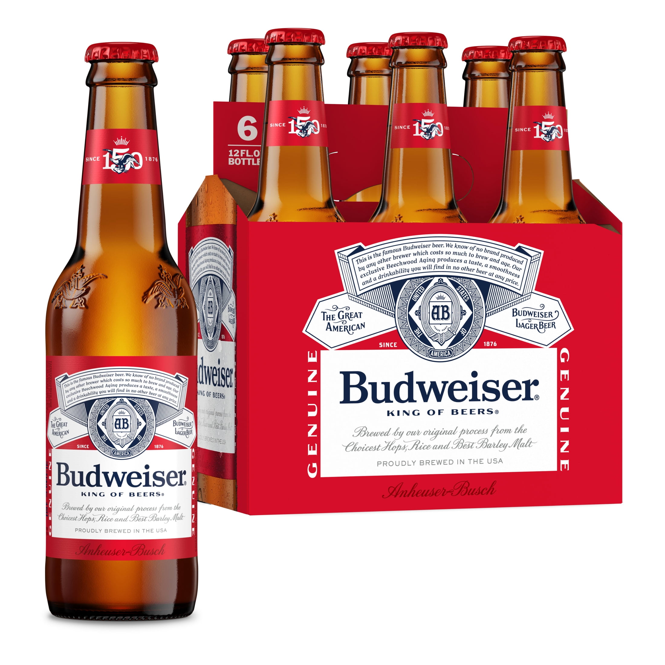 Budweiser American Lager Beer 6 Pack for Warehouse Breakroom - Walmart ...