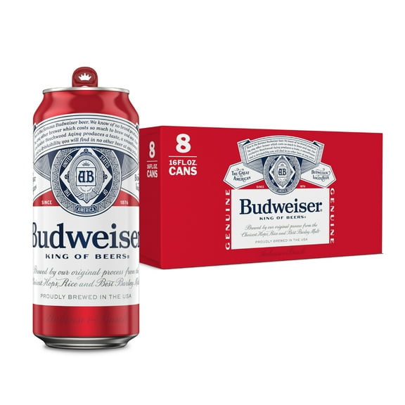 Budweiser American Lager Beer 8 pack 16 fl oz Aluminum Cans 5% ABV