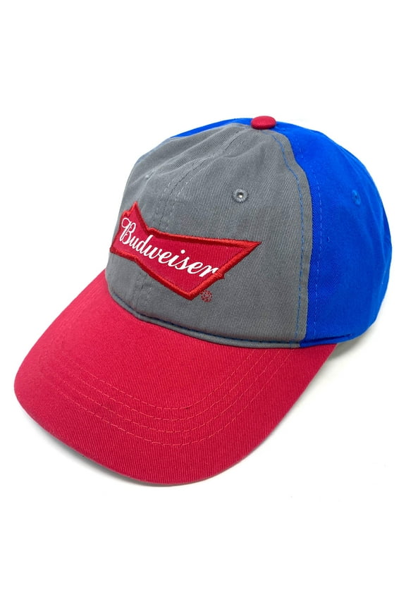 Anheuser-Busch Beer Men's Embroidered Adjustable Hat Cap - Red/Grey/Navy