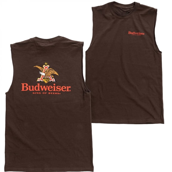 Budweiser Anheuser Logo Front and Back Print Mens Sleeveless Shirt-Small