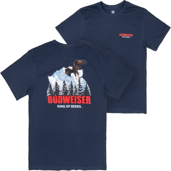 Budweiser Bald Eagle Soaring Front and Back Print T-Shirt-XLarge