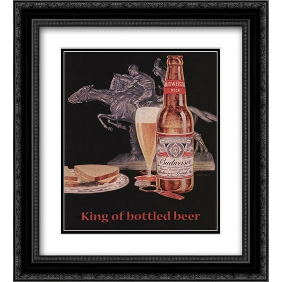 Budweiser Beer 2x Matted 20x24 Black Ornate Framed Art Print