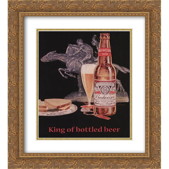 Budweiser Beer 2x Matted 20x24 Gold Ornate Framed Art Print