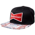 thumbnail image 1 of Budweiser Beer Label Brim Adjustable Snapback Hat, 1 of 5