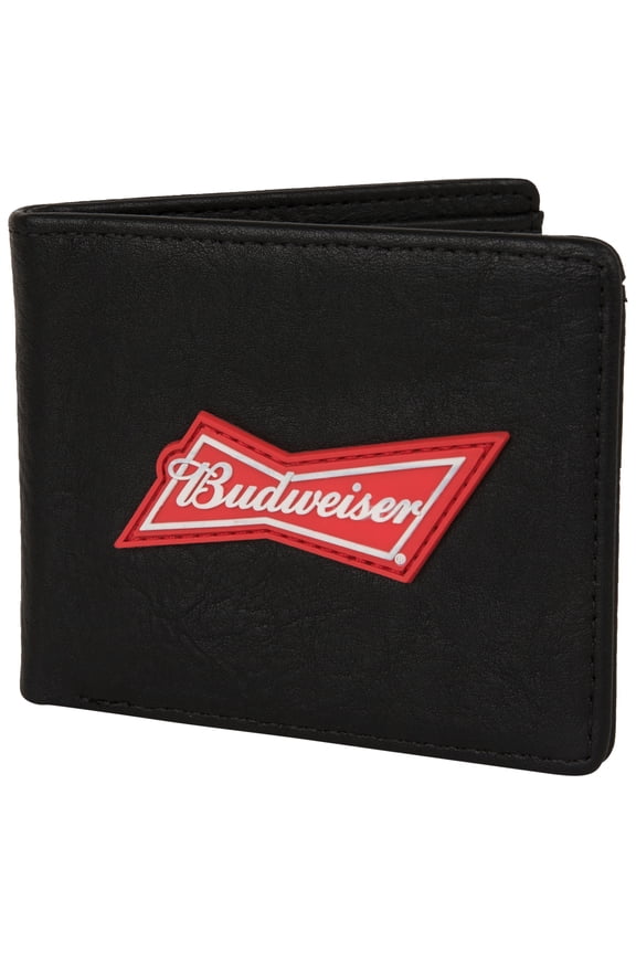 Black Bifold Wallet w/ Logo Patch and Flip-up ID Window