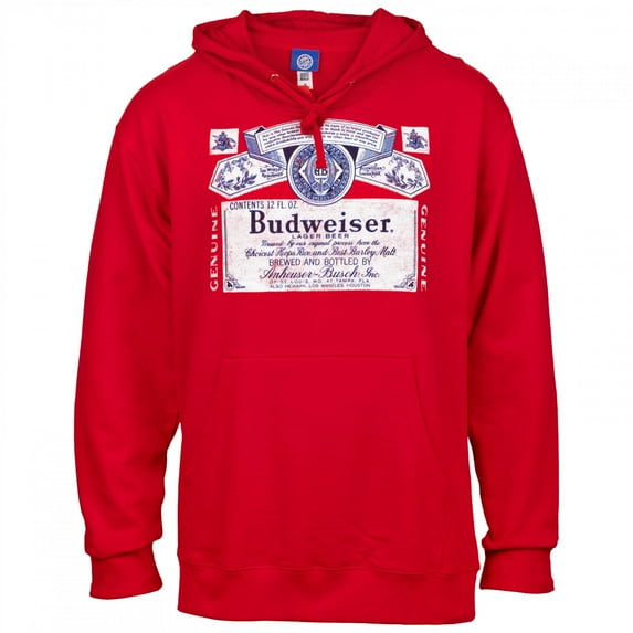 Budweiser Bottle Label Logo Red Hoodie-3XLarge