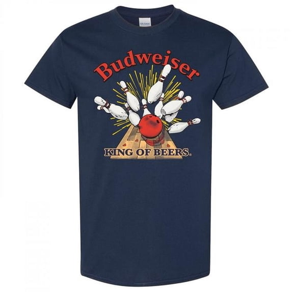 Budweiser Bowling Strike Navy Colorway T-Shirt-XLarge