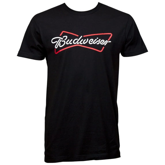 Budweiser Bowtie Neon Sign Logo Black T-Shirt-Small