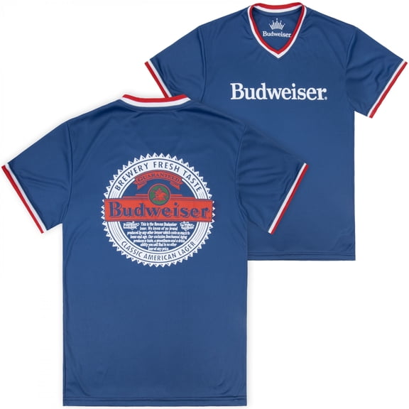 Budweiser Brewery Stamp Front and Back Contrast V-Neck Jersey-Medium