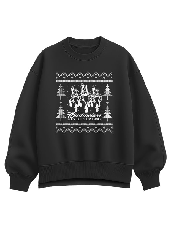 - Bud Sweater Women's Oversized Fleece Crew Sweatshirt