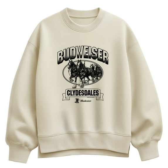 Budweiser - Budweiser Clydesdales - Ladies Oversized Fleece Crew Sweatshirt