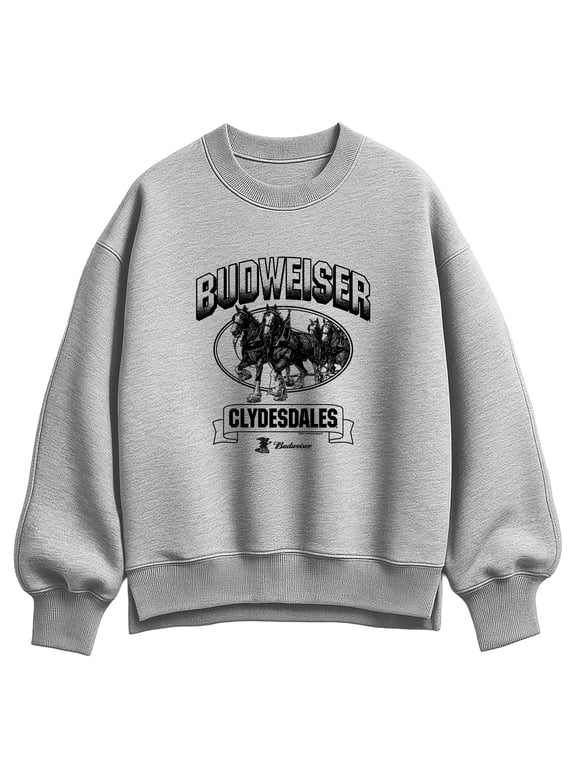 - Budweiser Clydesdales Women's Oversized Fleece Crew Sweatshirt