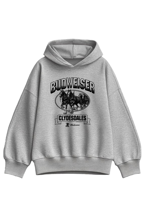 - Budweiser Clydesdales - Ladies Oversized Fleece Hoodie Sweatshirt