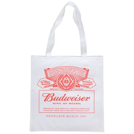 Budweiser Budweiser King of Beers Label Logo Tote Bag, White