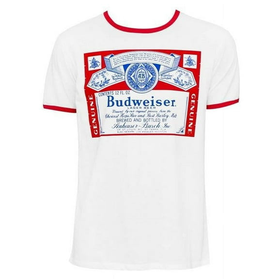 Budweiser Budweiser Mens White Ringer T-Shirt - Medium
