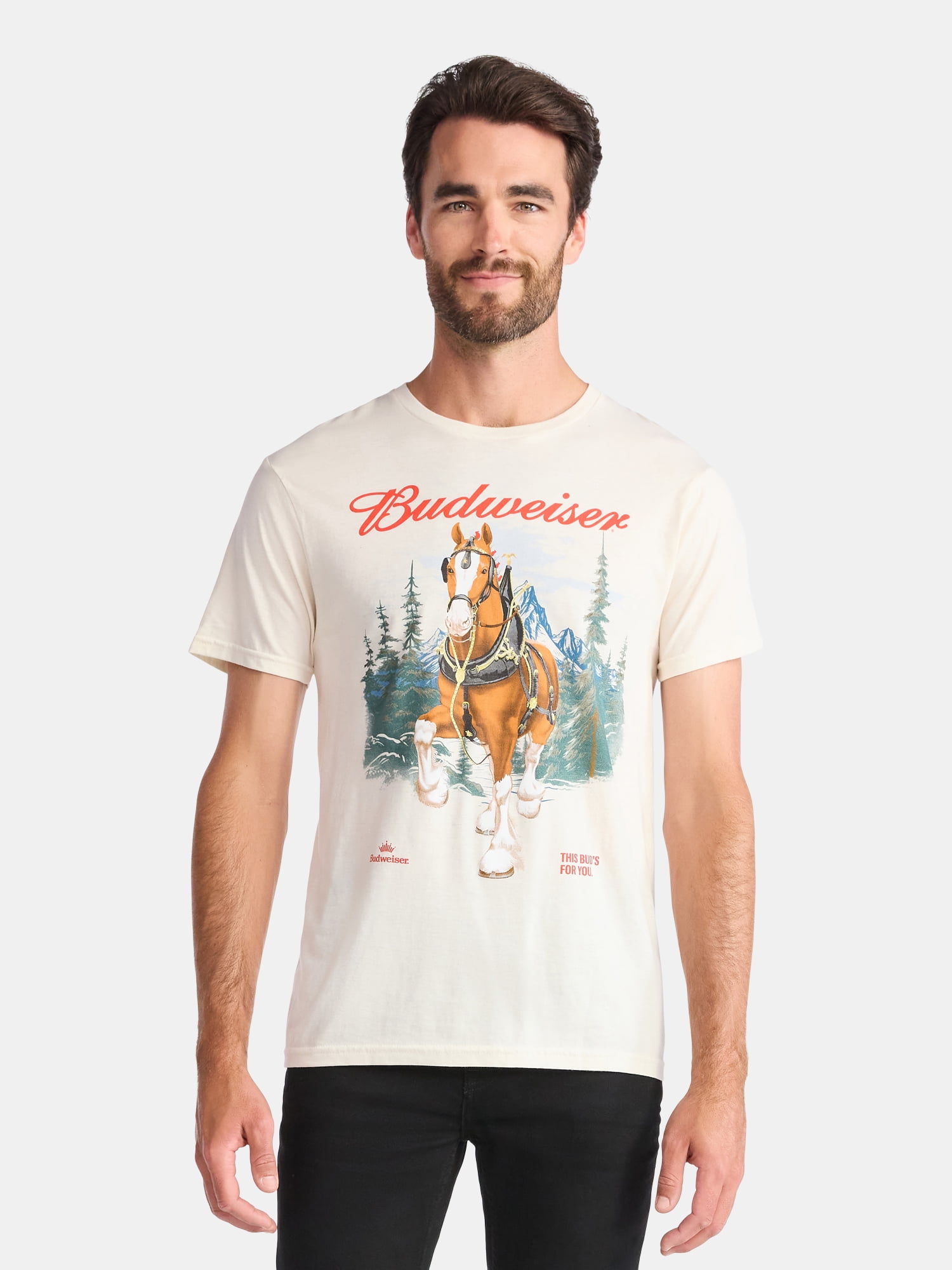 Budweiser Clydesdale Men's and Big Men's Holiday Graphic Tee, Sizes S-3XL