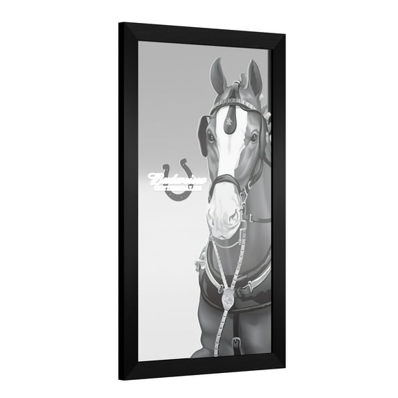 Budweiser Clydesdale Black Ready-To-Hang Black Framed Wall Mirror