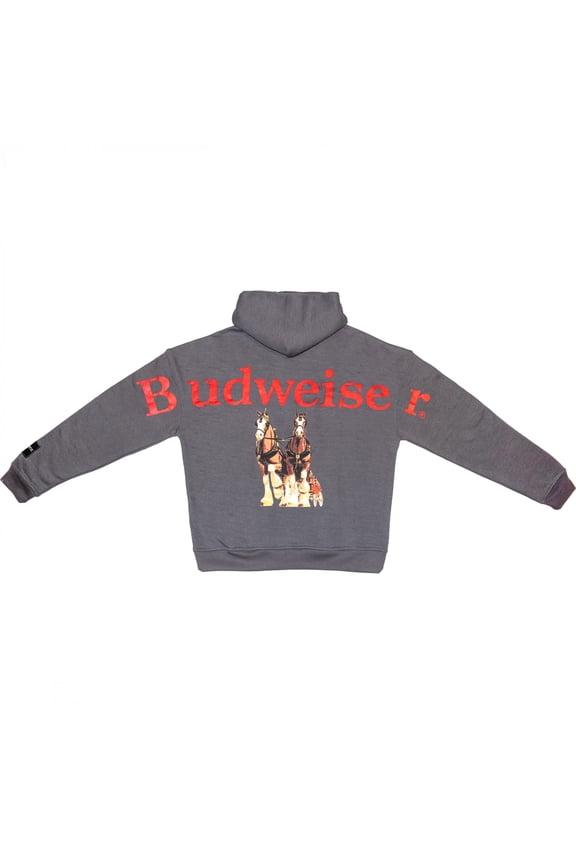 Clydesdale Grey Front and Back Print Drop-Shoulder Hoodie-Medium
