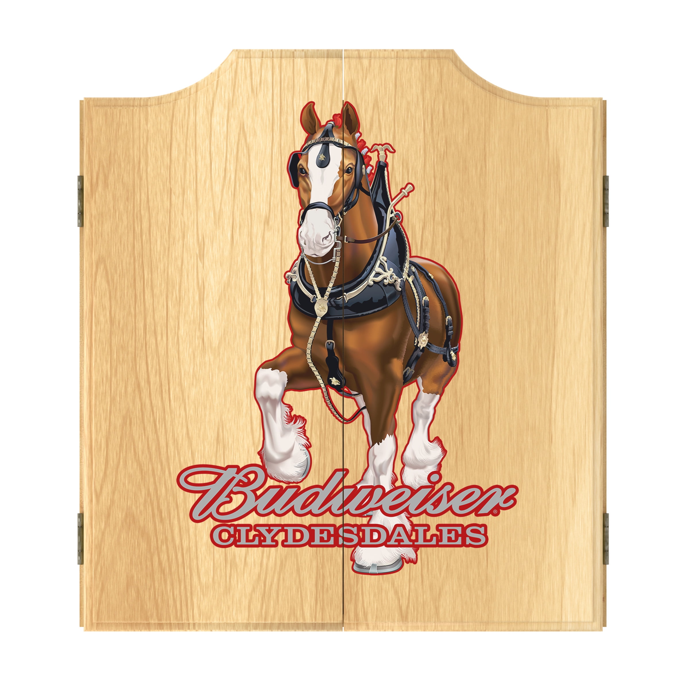 Jeep Willys Dart Board Cabinet Set – Wood Cabinet With Sisal Dartboard, 6 Steel Tip Darts, Scoreboard