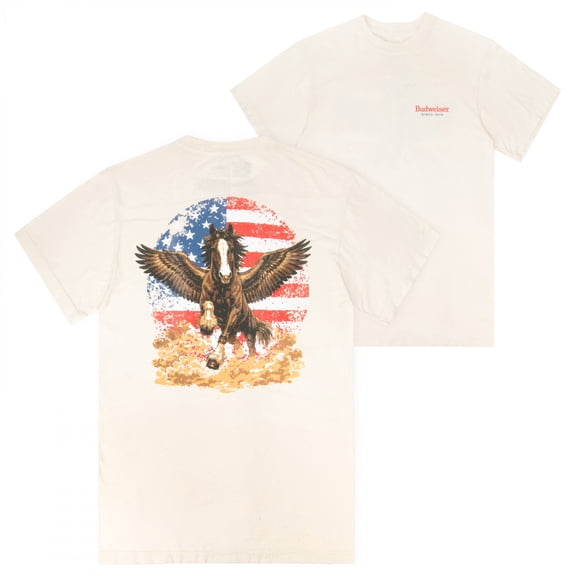 Budweiser Clydesdale Superbowl Ad Premium Mineral Wash Front  and  Back Print T-Shirt-Small