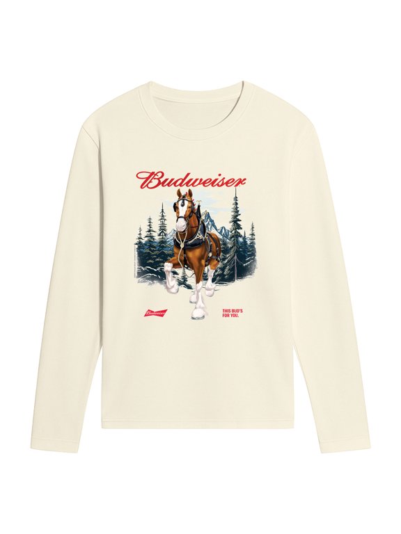 - Clydesdale Winter Scene Men's Long Sleeve Graphic T-Shirt