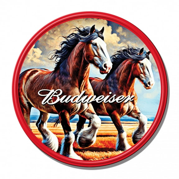 Budweiser Clydesdales Round Fully Embossed Aluminum Sign