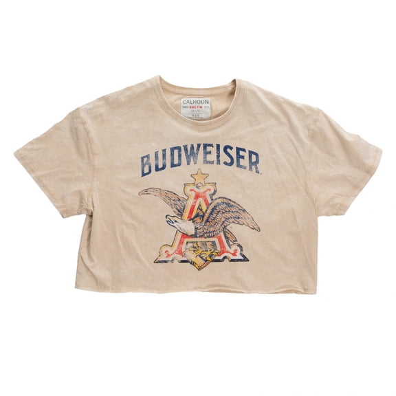 Budweiser Distressed Big Anheuser Logo Cropped Ladies T-Shirt-Small/Medium