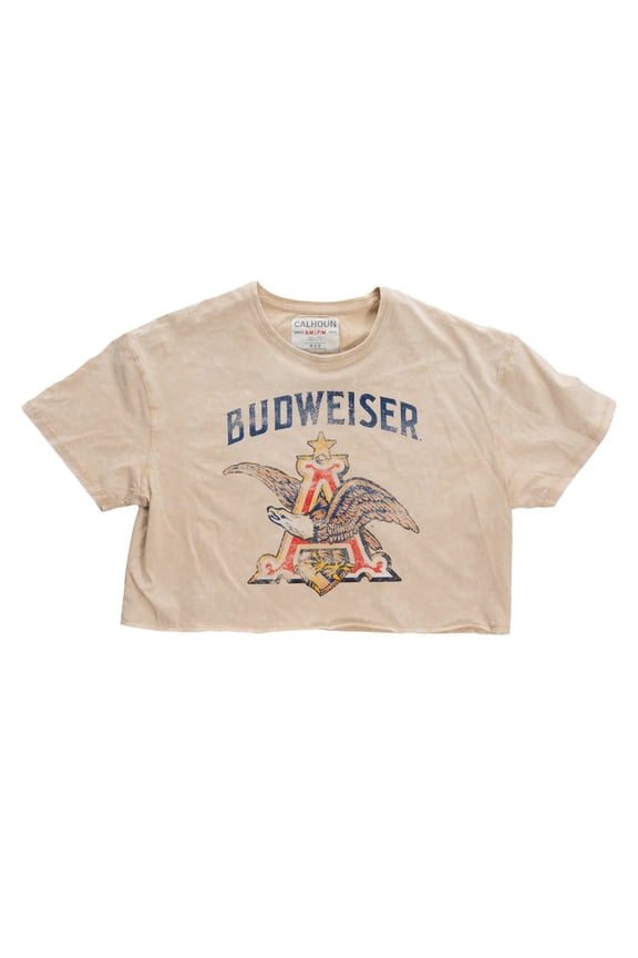 Distressed Big Anheuser Logo Cropped Ladies T-Shirt-Small/Medium