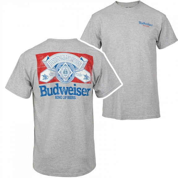 Budweiser Distressed Logo Front and Back Print T-Shirt-Small