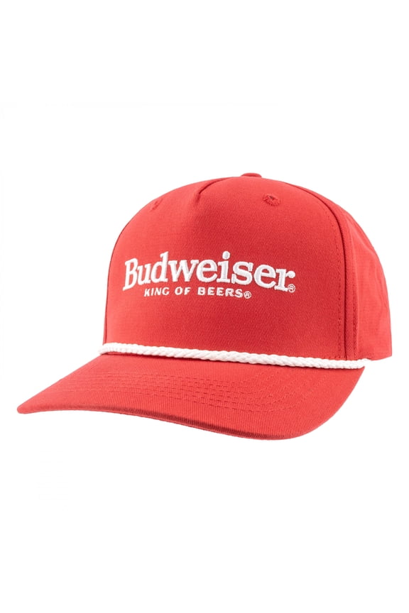 Embroidered White Logo on Red Snapback Rope Hat