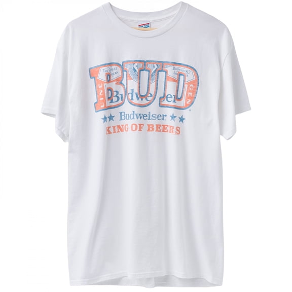 Budweiser King of Beers Label in Text T-Shirt by-Medium