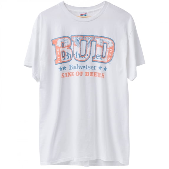 Budweiser King of Beers Label in Text T-Shirt by-Medium