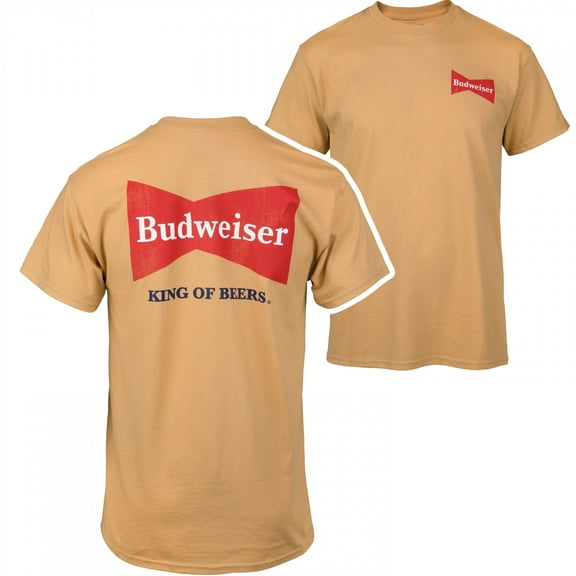 Budweiser King of Beers Retro Logo Front and Back Print T-Shirt-Small