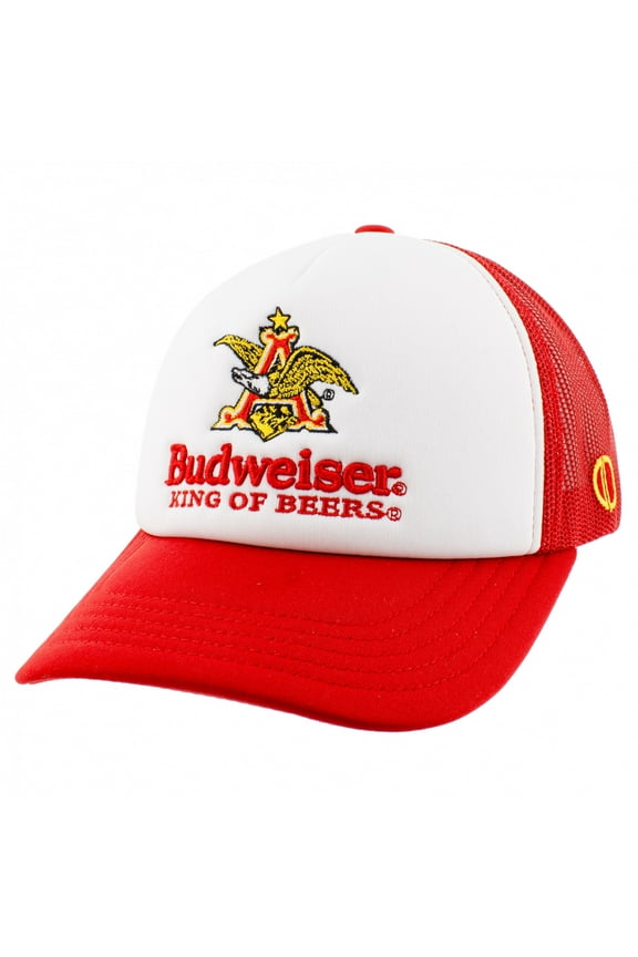 ODD SOX Budweiser Retro Trucker Hat – Classic Beer Mesh Snapback Cap for Men & Women – Vintage Red