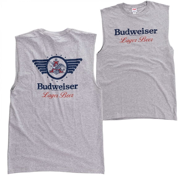 Budweiser Lager Beer Front and Back Print Mens Sleeveless T-Shirt-Medium
