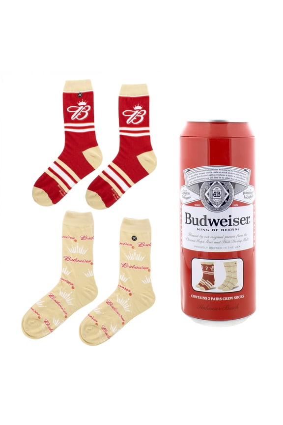 Logo and Stripes Crew Socks 2-Pack in Beer Can